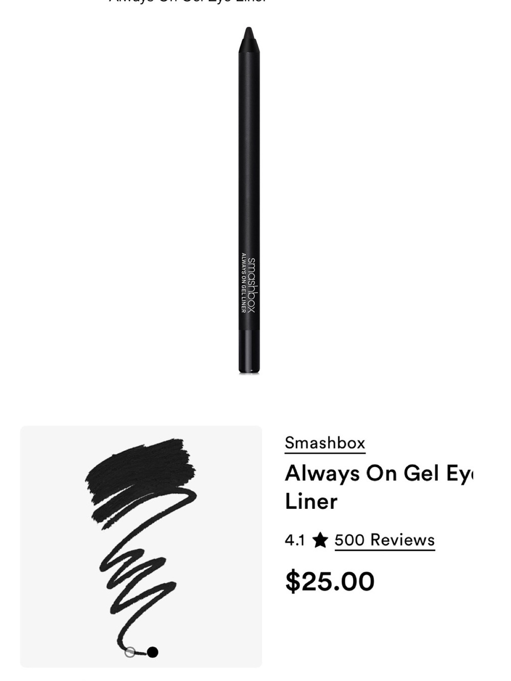 NEW Smashbox Gel Eyeliner Pencil — Color:Fishnet/Black